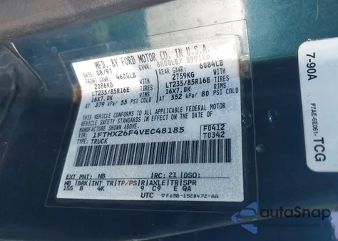 1997 Ford F250 z USA, uszkodzony, nr VIN 1FTHX26F4VEC48185